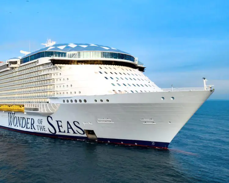 Wonder of the Seas cruise ship sailing on the ocean