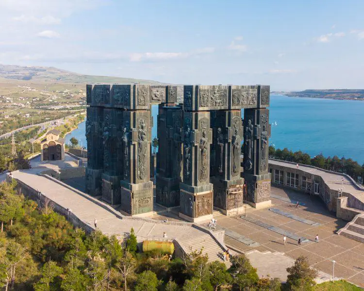 Chronicles of Georgia monument overlooking Tbilisi and the Tbilisi Sea