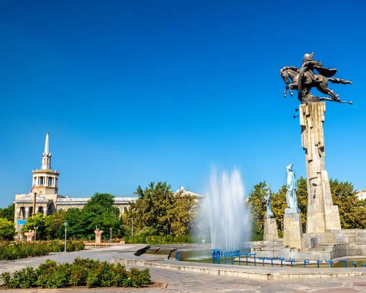Bronze statue of Manas the Great, symbolizing Kyrgyz national identity