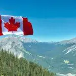 Canada flag in scenic