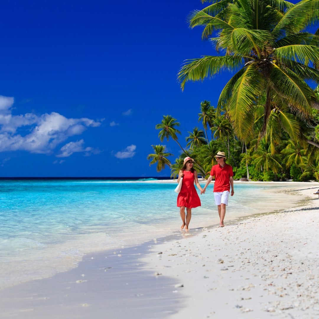Tropical Beach scene characteristic of Maldives